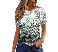 Summer Tops for Women UK Clearance Ladies Tops Sale Promotion Trendy Print Crew Neck Short Sleeve Shirts Flowy Tunic Top Dressy Casual T Shirts Beach Vacation Spring Clothes
