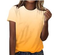 Summer Tops for Women UK Clearance Womens T Shirts Loose Fit Blouses Gradient Print Crew Neck Casual Short Sleeve Tops Trendy Blouses Cute T-Shirts Basic Tees Summer Outfits