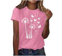 Summer Tops for Women UK Daisy Print T-Shirts Clearance Short Sleeve Crew Neck Casual Graphic Tee Shirt Basic Blouses Solid Color Tunic Tops Work Ladies Oversized Vacation Outfits
