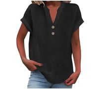 Summer Tops for Women UK Dressy Causal Cap Sleeve V Neck Button Down Shirts Loose Cotton Linen Blouse Ladies Top 2025