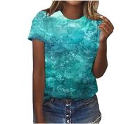 Summer Tops for Women UK Floral Printed Short Sleeve T Shirts Crewneck Vintage Blouses Dressy Casual Tunic Shirts Basic Tees Y2K Going Out Tops