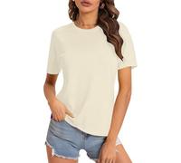 Summer Tops for Women UK Half Sleeve Tshirts Casual Crew Neck Tunic Regular Fit Gym Workout Running Tees T-Shirts Ladies Indian Tees Plus Size S-5Xl Light Beige 5XL