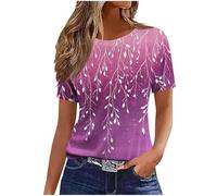 Summer Tops for Women UK - Ladies Going Out T-Shirt 2026 Elegant Vintage Crew Neck Short Sleeve Boho Blouses Baggy Tee Shirts Casual Loose Work Clothes Gym Sports Dressy Tunic Tops