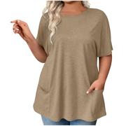 Summer Tops for Women UK Plus Size Oversized T Shirts Ladies Short Sleeve Crew Neck Tunic Top Loose Baggy Swing Blouses Tee Top My Orders Placed On Amaon Prime Kahki