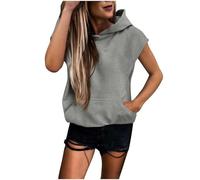 Summer Tops for Women UK Sleeveless Hooded T Shirt with Belly Pockets Loose Summer Hoodies Plus Size Plain Shirt Casual Pullover Soft Undershirt Womens Blouses Sports Beach Casual Tees