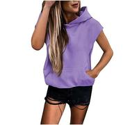 Summer Tops for Women UK Sleeveless Hooded T Shirt with Belly Pockets Loose Summer Hoodies Plus Size Plain Shirt Casual Pullover Soft Undershirt Womens Blouses Sports Beach Casual Tees