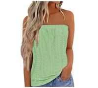Summer Tops For Women Uk Strapless Vest Sleeveless Tube Bandeau Top Casual Loose Fit Blouse Tunic Trendy Plain T Shirt Eyelet Tees Tank Tops Rose Gold