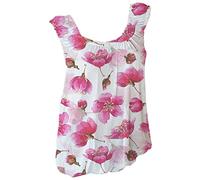 Summer Tops for Women UK Tnkief Elegant Pleated Summer Vest for Floral Printed Tank Tops Spaghetti Outdoor Club Wear Classic Round Neck Activewear Casual Ladie-Fit Tailored Baggy Shirts Tanks