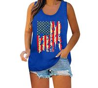 Summer Tops for Women UK Vests for Womens V Neck Tank Top Shirt Sleeveless T Shirt for Girls Summer Tops Letter Printing Country Music Tee Sparkle Tops for Women UK Tshirt (Blue, XXL)