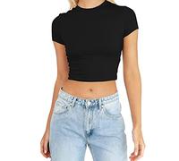 Summer Tops for Women UK, Womens Short Sleeve Tops Summer Tops Loose Blouses Daily T-Shirts Casual Tops Button Basic Tee Henley Tunic Jumpers Ladies Slippers Size 7 UK Top A-Black