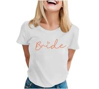 Summer Tops Womens Short Sleeve Blouses Round Neck T Shirt Team Bride Tshirt Tunic Tops Oversized Tshirt Baggy T Shirts Loose Casual Blouses