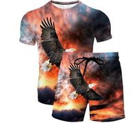 Summer Tracksuit Women/Men Animal Eagle 3D Print T-Shirt and Beach Board Shorts Set Fashion 2 Piece Set Streetwear