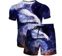 Summer Tracksuit Women/Men Animal Eagle 3D Print T-Shirt and Beach Board Shorts Set Fashion 2 Piece Set Streetwear