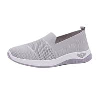 Summer Trainers for Women Arch Support Non-Slip Road Running Shoes Lightweight Mesh Breathable Sneakers for Gym Fitness Jogging Walking Size UK 6.5 Gray