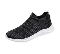 Summer Trainers Men's Sports Shoes Flat Bottom Lightweight Mesh Airy Breathable Slip On Comfortable Plain Simple Style Shoes Men's Slippers Blue Road Running Gym Running Shoes, black, 10 UK