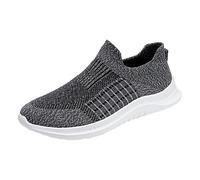 Summer Trainers Men's Sports Shoes Flat Bottom Lightweight Mesh Breathable Slip On Comfortable Plain Simple Style Shoes Men's Slippers Blue Road Running Gym Running Shoes, O Grey, 9.5 UK