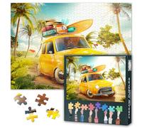 Summer Travel 1000 Piece Jigsaw Puzzle for Adults, Surfin Safari Stress Relief Puzzles, Car Trip Jigsaw Puzzle for Wall Decor Bedroom, Easy to Assemble, Enhance Hand Eye Coordination(50.5x70.5cm)