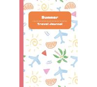Summer Travel Journal: 6x9 Notebook | Airplane, palm tree, and sun watercolor illustration pattern cover