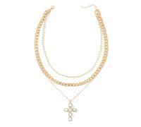 Summer Trend Cross Necklace Light Luxury Niche Diamond Inlaid Pendant Personalized Layering High-end Sweater Chain