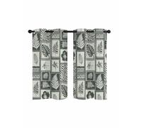 Summer Tropical Boho Blackout Curtains for Bedroom Living Room, Monstera Fern Palm Leaf Hibiscus 39 In Long Thermal Insulated Room Darkening Drapes Grommet Window Treatments, 27.5 x 39 In