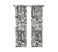 Summer Tropical Boho Blackout Curtains for Bedroom Living Room, Monstera Fern Palm Leaf Hibiscus 90 In Long Thermal Insulated Room Darkening Drapes Grommet Window Treatments, 52 x 90 In