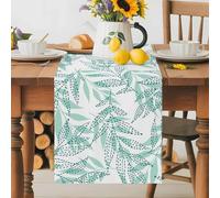 Summer Tropical Botanical Sketch Table Runner 72 Inches Long,Table Runners Kitchen Dining Tables Decoration for Home Party Decor, Mint Teal Leaves Tables Runner Wedding Dresser Scarf