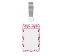 Summer Tropical Flamingo and Pineapple Printed Id Badge Holder with Neck Strap Vertical Waterproof Name Card Holder for Office School