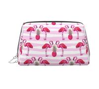 Summer Tropical Flamingo and Pineapple Printed Large Makeup Organizer Versatile Toiletry Case with Secure Zipper Closure for Women