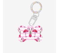 Summer Tropical Flamingo and Pineapple Printing Cute Acrylic Dogs Tag Double Side Bone Shap Id Tags with Keychain for Pet Crafts Decorations