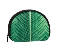 Summer Tropical Leaf Print Portable Mini Storage Bag Shell Shaped Wallet Small Coin Wallet Shell Storage Bag