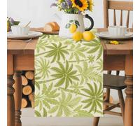 Summer Tropical Palm Tree Table Runner 72 Inches Long, Boho Sage Green Leaves Washable Table Runners Heat-Insulation Kitchen Dining Table Decorations for Home Party Decor 13x72in