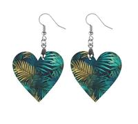 Summer Tropical Palms Leaves Fashion Wooden Earrings for Women | Lightweight Boho Dangle Drop Earring Charms Trendy Jewelry Gift