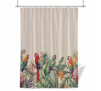 Summer Tropical Shower Curtain for Bathroom, Palm Tree with Parrot Beige Texture Waterproof Cloth Fabric Bathroom Accessories Set with 12 Rust Proof Plastic Hooks, 72” x 78”