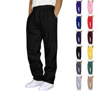 Summer Trousers for Men UK Casual Walking Stretch Solid Plain Bottoms Fashion Elasticated Waist Drawstring Straight Leg Joggers for Men UK Work Trousers Walking UK A Black