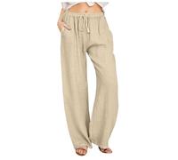 Summer Trousers for Women Low Elegant Patterned Style Button Petite Climbing Flare Cargo Fashionable Business Casual (Khaki,4XL)