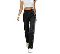 Summer Trousers for Women UK Denim Elastic Waist Wide Leg Bottoms with Pockets Solid Casual Work Walking Trousers Plus Size Home Going Out Pants Spring Fall Summer Joggers Ladies Slim Fit Jeans