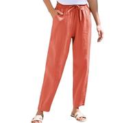 Summer Trousers for Women UK Petite Linen Trousers for Women UK Long Leg Loose Casualpants Haremtrousers with Pockets Linenpants Haremtrousers Croppedpants Straight Leg Joggers Walkingtrousers Red