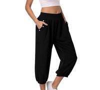 Summer Trousers Women Ladies Long Shorts Capri for UK Everyday Wear Pants Wide Leg Black Linen Womens Star and Stripes Knee Length Plus Size Slim Fit