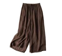 Summer Trousers Women's Lightweight 7/8 Stretch Linen Trousers Women's 7/8 Large Sizes Beach Trousers Wide Leg Sports Trousers Loose Harem Trousers Palazzo Trousers Comfortable Muslin Trousers Elegant