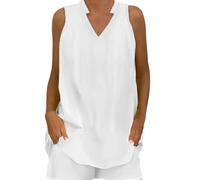Summer Two Piece Outfit Women Sleeveless Co Ord Set Tracksuits 2 Piece Outfits Lounge Sets Homewear Ladies V Neck Sleeveless Tunic Tops with Shorts Pyjamas Sets for Holiday Beach Travel Streetwear