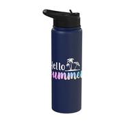 Summer Typography Palm Trees Summer Vacation Stainless Steel Insulated Water Bottle