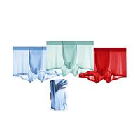 Summer Ultra-Thin Ice Silk Underwear Silk Boxer Briefs 32.4g Thin and Light Experience (3-Pack) Quick-Drying, Dry and Breathable, Very Suitable for Summer Wear (Color : A, Size : XL)