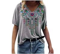 Summer V-Neck Sleeve Casual T-Shirt Women's Blouse for Women Yoga Shirt Women, gray, XXL