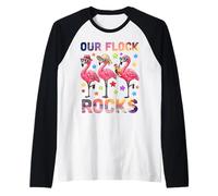 Summer Vacation Family Matching Our Flock Rocks Flamingo Raglan Baseball Tee