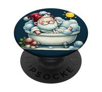 Summer Vacation For Teachers Lazy Dad Spa Gnome In Bathtub PopSockets Adhesive PopGrip