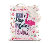 Summer Vacation Gift Flamingo Beach Life Shoulder Bag Beach Please I'm Flocking Fabulous Tote Bag Summer Time Gift (Fabulous Tote)