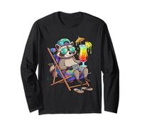 Summer Vacation Raccoon Tropical Drink Beach Trash Panda Long Sleeve T-Shirt