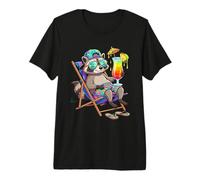 Summer Vacation Raccoon Tropical Drink Beach Trash Panda Premium T-Shirt