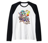 Summer Vacation Raccoon Tropical Drink Beach Trash Panda Raglan Baseball Tee