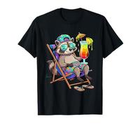 Summer Vacation Raccoon Tropical Drink Beach Trash Panda T-Shirt